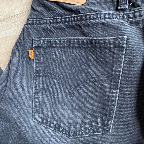 Vintage Levi’s 631 jeans orange tab black denim raw hem high waist mom style - Picture 7 of 10